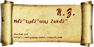 Mátyássy Zekő névjegykártya